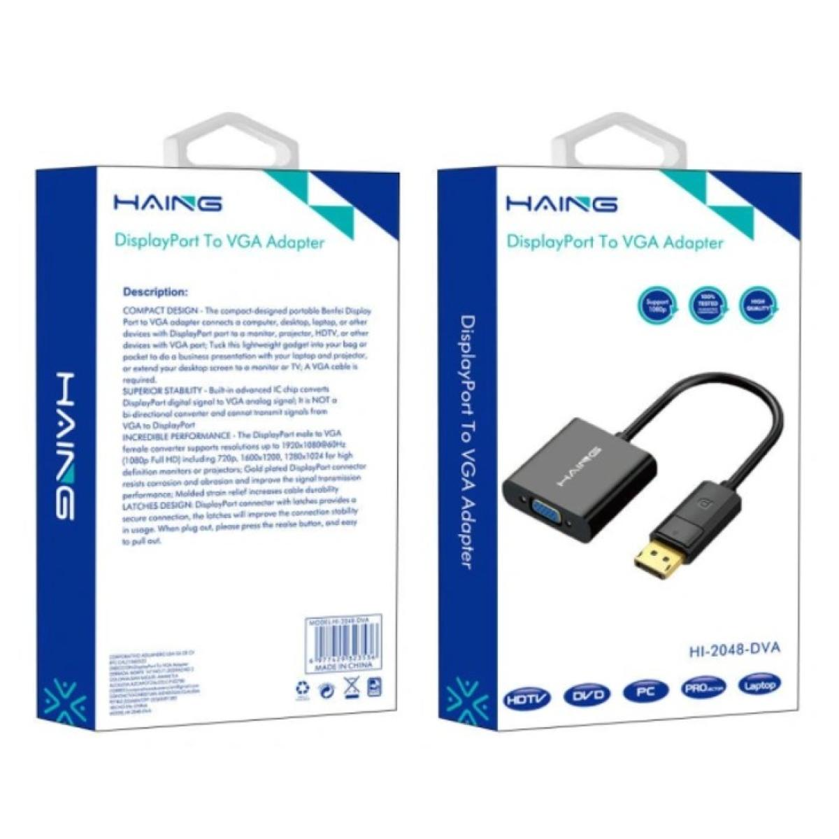 HAING HI-2048-DVA Display Port DP to VGA Adapter HAING HI-2048-DVA Display Port DP to VGA Adapter